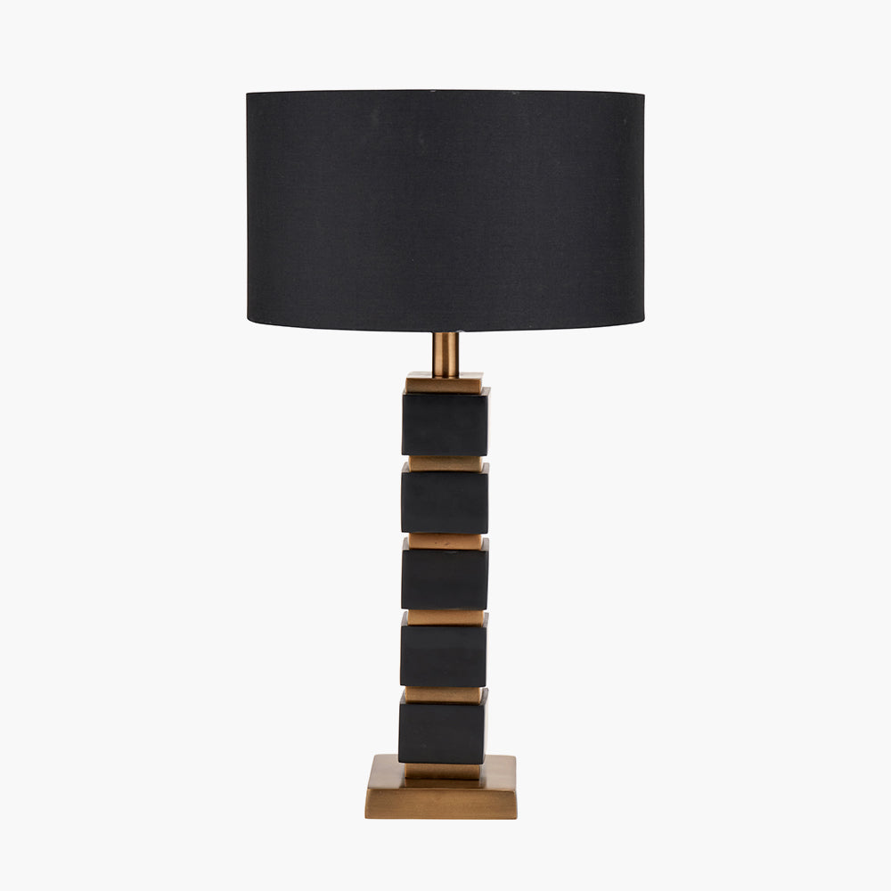 Maximo Matt Black & Antique Brass Cube Design Table Lamp - Base Only